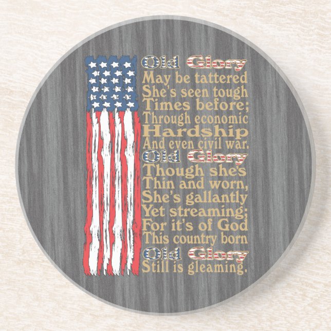 America's Old Glory Distressed Banner Poem Coaster (Front)