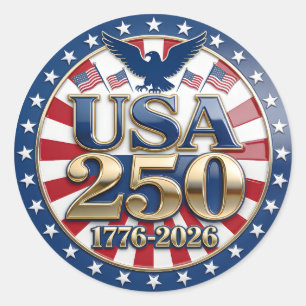 America's Semiquincentennial 1776-2026 USA 250 Classic Round Sticker