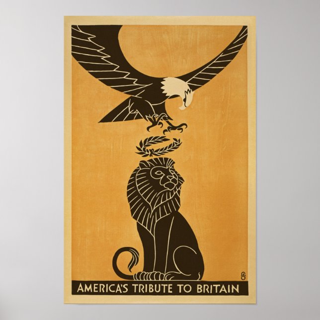 Americas Tribute To Britain WWI Britain Propaganda Poster (Front)