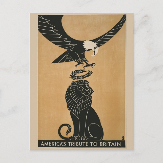 America's Tribute to Britain WWI Postcard (Front)