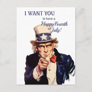 America's Uncle Sam Happy Fourth of July Postcard