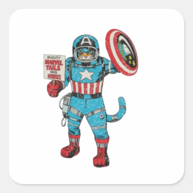 Americat Astronaut Square Sticker (Front)