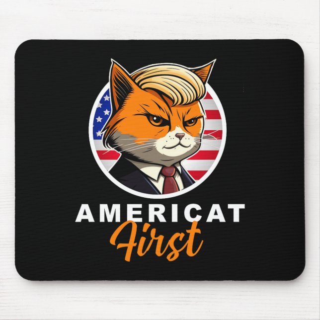 Americat First Funny Patriot America Cats Presiden Mouse Pad (Front)