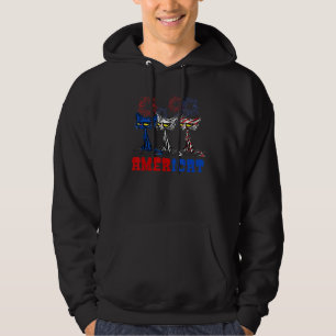 Americat Funny America Cat Glasses American Flag Hoodie