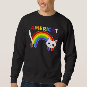 Americat LGBT Meowica Happyy Fourth of Julyy Sweatshirt
