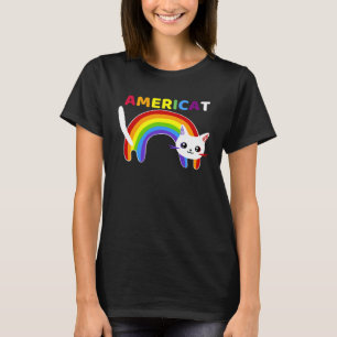Americat LGBT Meowica Happyy Fourth of Julyy T-Shirt