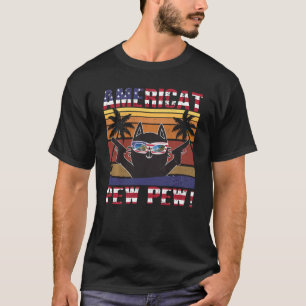 Americat Pew! - Us American Flag 4th July 2021 Cat T-Shirt