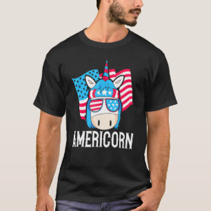Americorn American Unicorn Rainbow Magical Fourth  T-Shirt