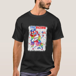Americorn Dabbing Unicorn 4th Of July Independence T-Shirt