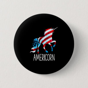 Americorn unicorn 4th of july 6 cm round badge
