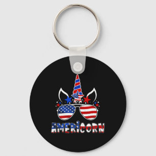 Americorn Unicorn 4th Of July Girls Kids American Key Ring