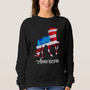 Americorn Unicorn 4th Of July Mericorn Merica Girl Sweatshirt