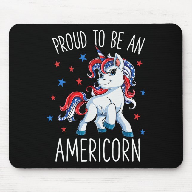 Americorn Unicorn 4th Of July T Shirt Girls Merico Mouse Pad (Front)