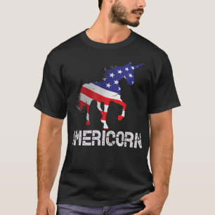 Americorn Unicorn American Flag 4th of July Patrio T-Shirt