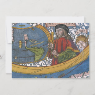 Amerigo Vespucci Explorer on a Map of the Americas