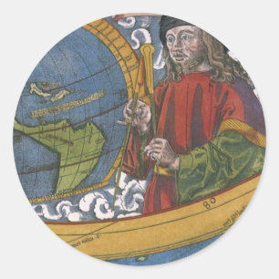 Amerigo Vespucci Explorer on a Map of the Americas Classic Round Sticker