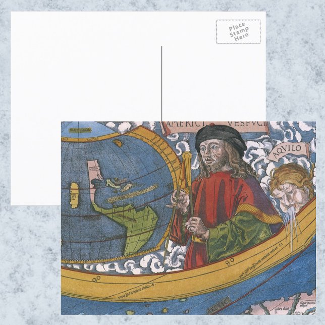 Amerigo Vespucci Explorer on a Map of the Americas Postcard (Creator Uploaded)