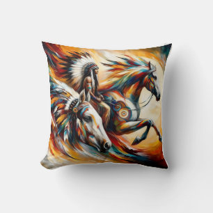 amerindian oil paint colorful cushion