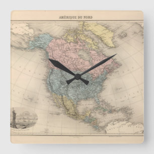 Amerique du Nord. Square Wall Clock