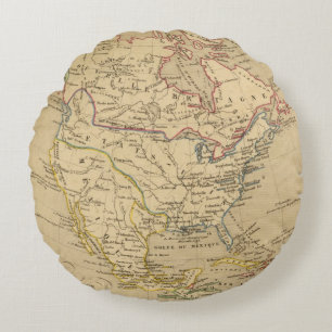 Amerique Septentrionale en 1840 Round Cushion