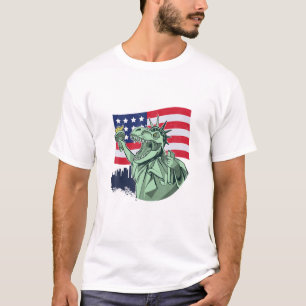 Amerisaurus Dinosaur T Rex Statue Of Liberty Ameri T-Shirt