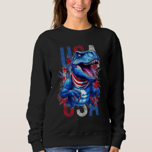 Amerisaurus Rex 4th of July TRex US Flag Patriotic Sweatshirt