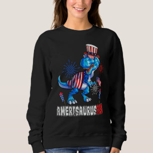 Amerisaurus Rex American Flag 4th of July T Rex Di Sweatshirt