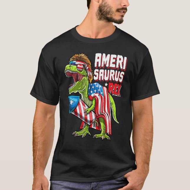 Amerisaurus Rex Dinosaur 4th Of July Firework Amer T-Shirt (Front)
