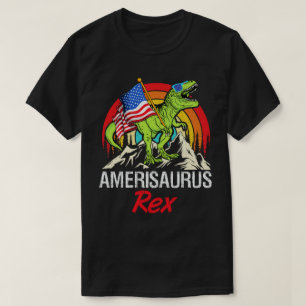  Amerisaurus Rex Dinosaur American Flag July 4th  T-Shirt