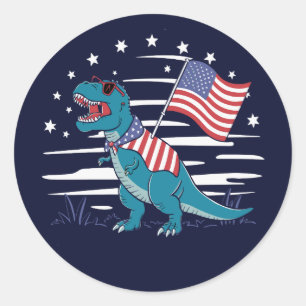 Amerisaurus Rex Fourth of July Boys Girls Men Idea Classic Round Sticker