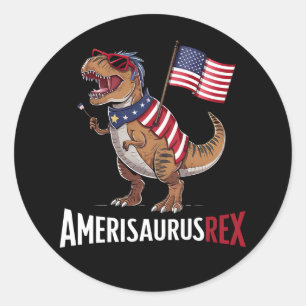Amerisaurus Rex Patriotic Dinosaur 4th of July  Classic Round Sticker