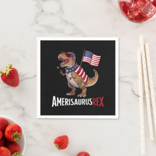 Amerisaurus Rex Patriotic Dinosaur 4th of July Napkin