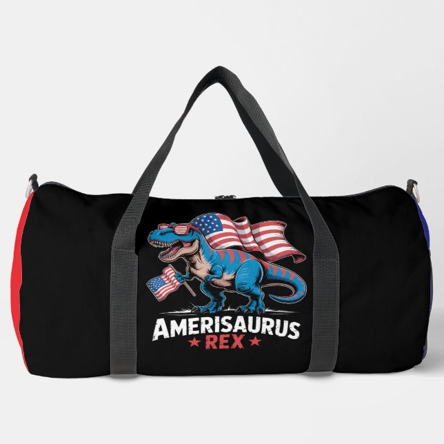 Amerisaurus Rex Patriotic Dinosaur  Duffle Bag (Front)