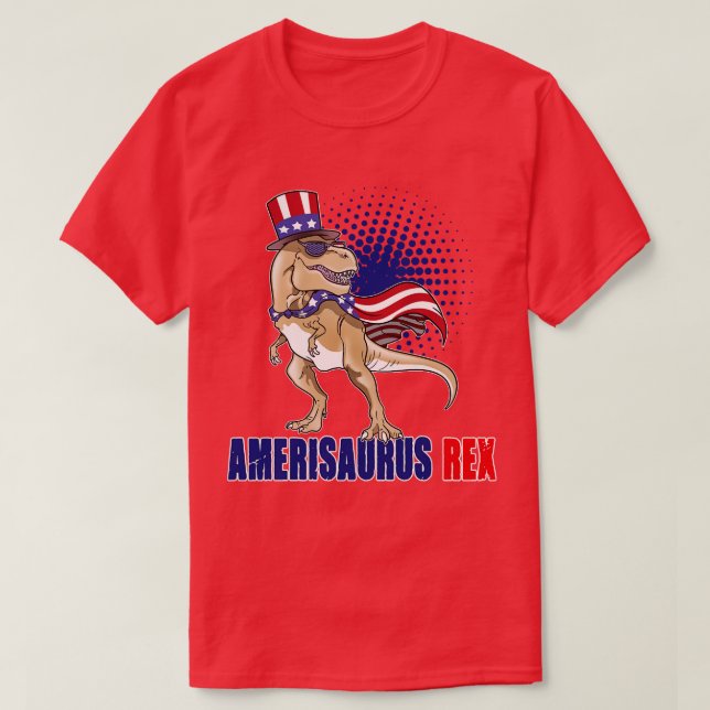 Amerisaurus Rex TRex Dinosaur 4th Of July T-Shirt (Design Front)