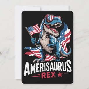 Amerisaurus T Rex Dinosaur 4th Of July US American Invitation