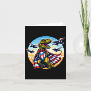 Amerisaurus T-rex Patriotic Boys Girl 4th Of July Card