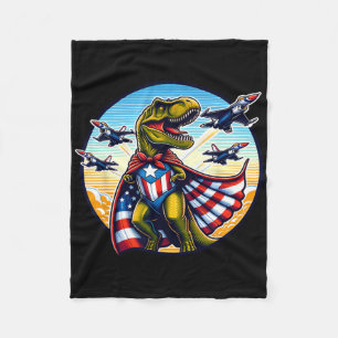 Amerisaurus T-rex Patriotic Boys Girl 4th Of July Fleece Blanket
