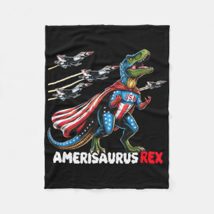 Amerisaurus T-rex Patriotic Boys Girl 4th Of July Fleece Blanket