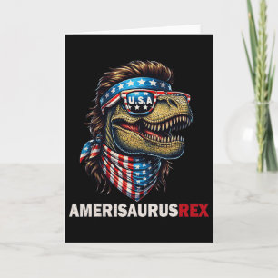 Amerisaurus T-rex Patriotic Usa Flag 4th Of July D Card