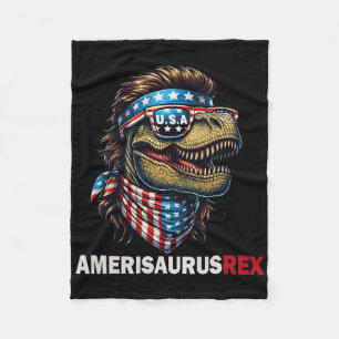 Amerisaurus T-rex Patriotic Usa Flag 4th Of July D Fleece Blanket