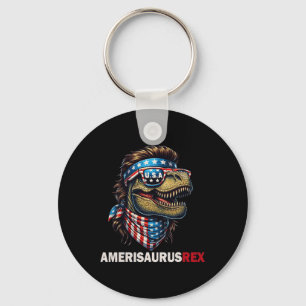 Amerisaurus T-rex Patriotic Usa Flag 4th Of July D Key Ring