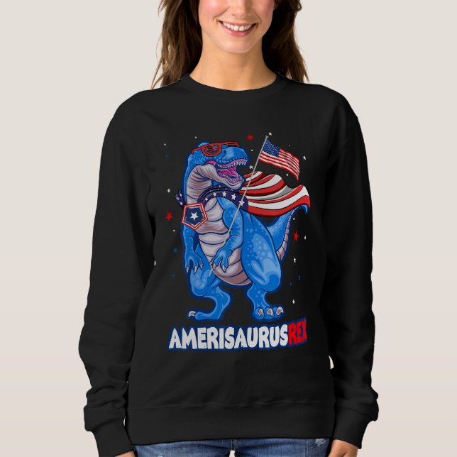 Amerisaurus T-rex USA Flag Kids Funny 4th Of July  Sweatshirt (Front)