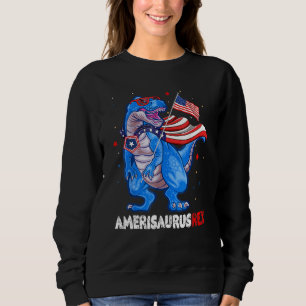 Amerisaurus T Rex USA Flag Kids Funny 4th Of July  Sweatshirt