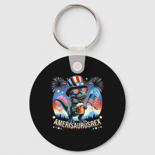 Amerisaurusrex American Flag Cute Dinosaur T-rex K Key Ring