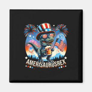 Amerisaurusrex American Flag Cute Dinosaur T-rex K Magnet