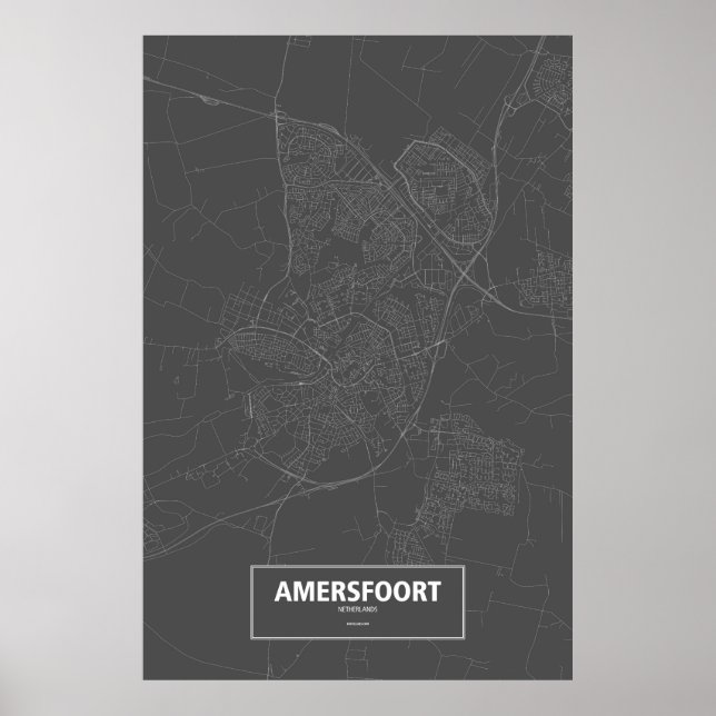 Amersfoort, Netherlands (white on black) Poster (Front)
