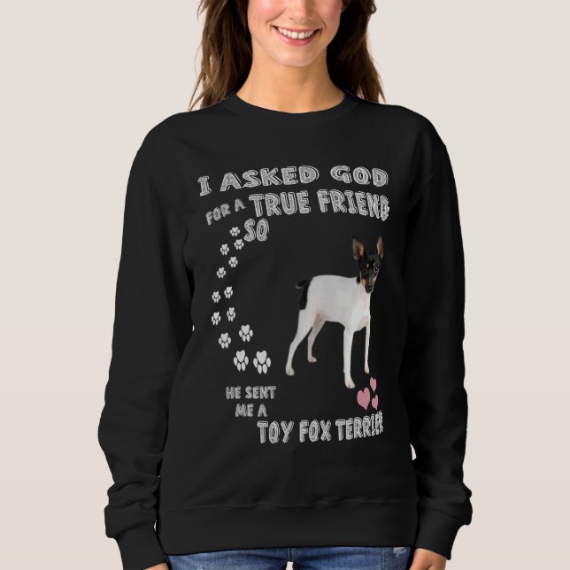 Amertoy Dog  Mum Dad Art, Cute American Toy Fox Te Sweatshirt (Front)