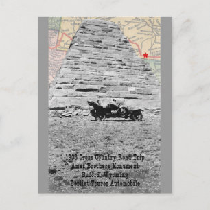 Ames Bros Monument with map 1908 road trip Postcard