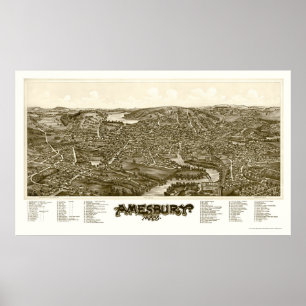 Amesbury, MA Panoramic Map - 1890 Poster