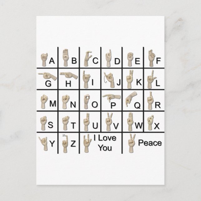 AmeslanAlphabet120710 Postcard (Front)